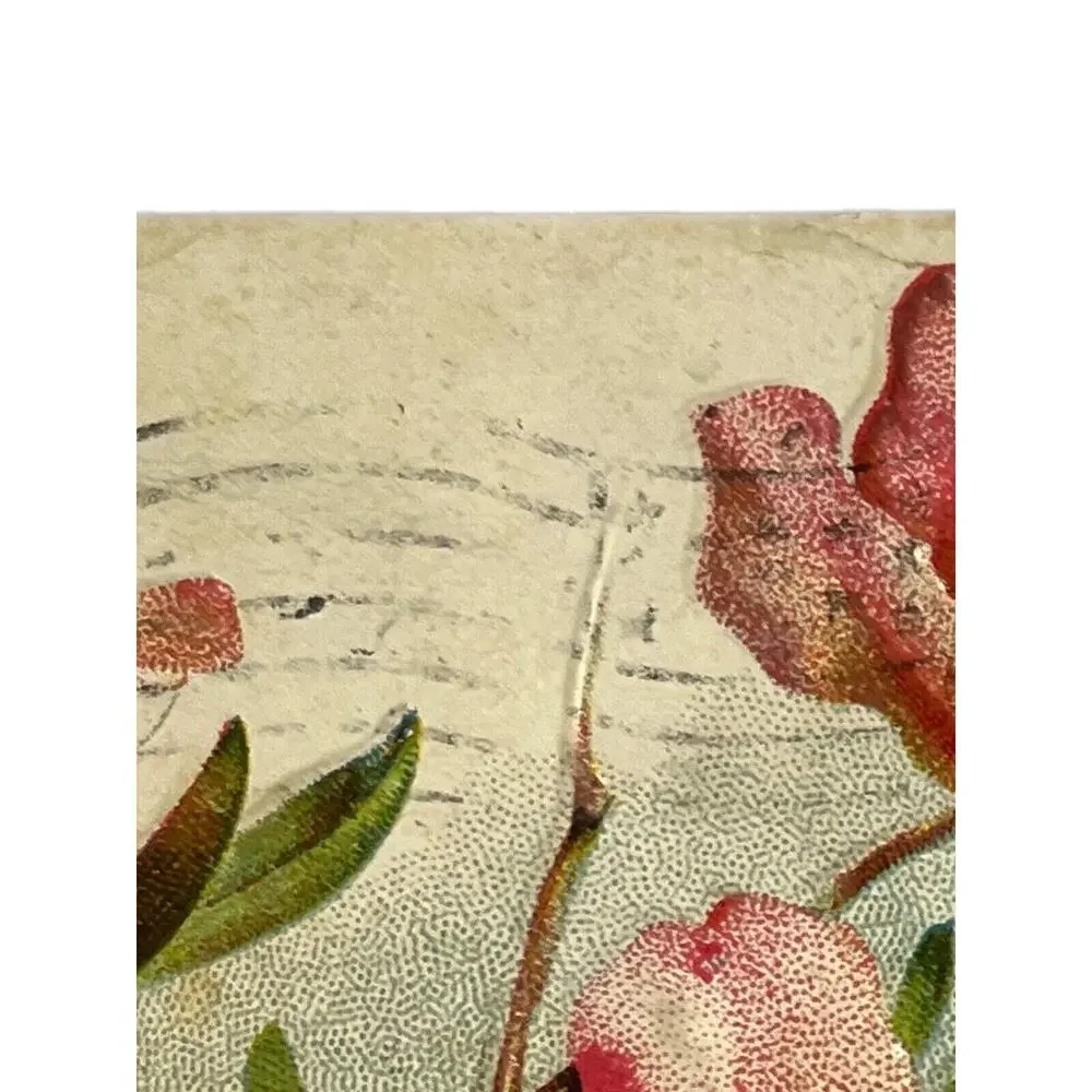 Antique 1909 Ephemera Embossed Posted Signed Postcard Lilies Floral Best Wishes